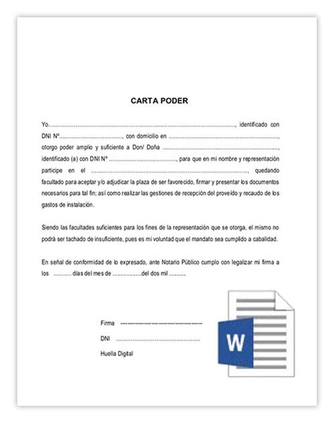 ≫ Carta Poder Simple 🤩 Formato Y Ejemplos Pdf Y Word Para Imprimir