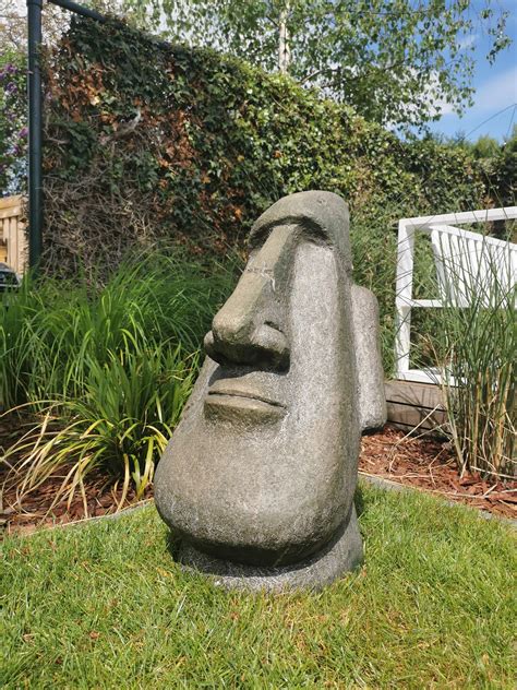 Large Garden Sculpture Of A Moai Easter Island Rock Garden Decor