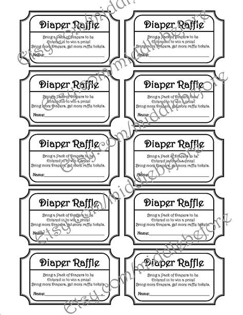 Diaper Raffle Tickets Free Printable Black And White Printable Templates