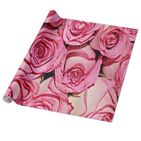 Pink Rose Wrapping Paper Floral Wrapping Paper Pink