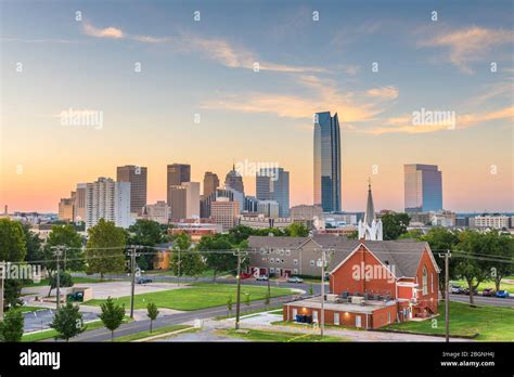 Oklahoma City Oklahoma Usa Downtown Skyline At Twilight Stock Photo