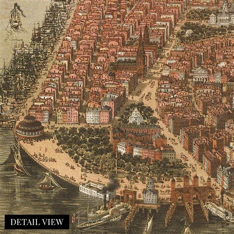1865 New York City Map Print Vintage Newyork City Usa Wall Art Poster
