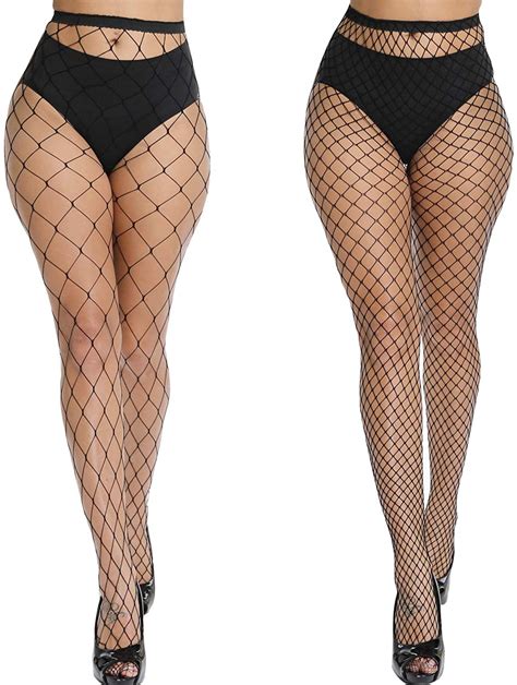 Akiido High Waist Tights Fishnet Stockings 60 Black1 2pairs Size One