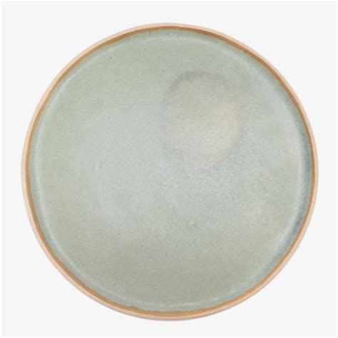 Grande assiette plate en grès émaillé D25cm vert lichen Emaille