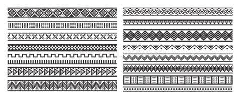 Seamless Ethnic Patterns And Borders Horizontal Tribal Stripes With