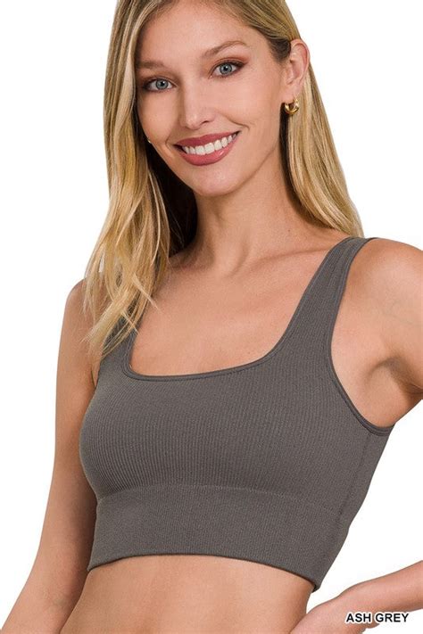 Ribbed Square Neck Cropped Tank Top Part 2 Bad Habit Boutique