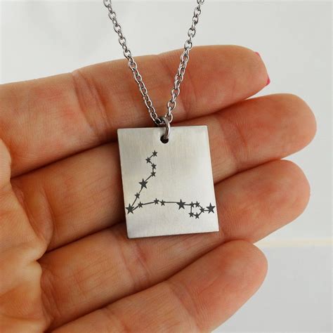 Pisces Constellation Pendant Necklace Stainless Steel Etsy