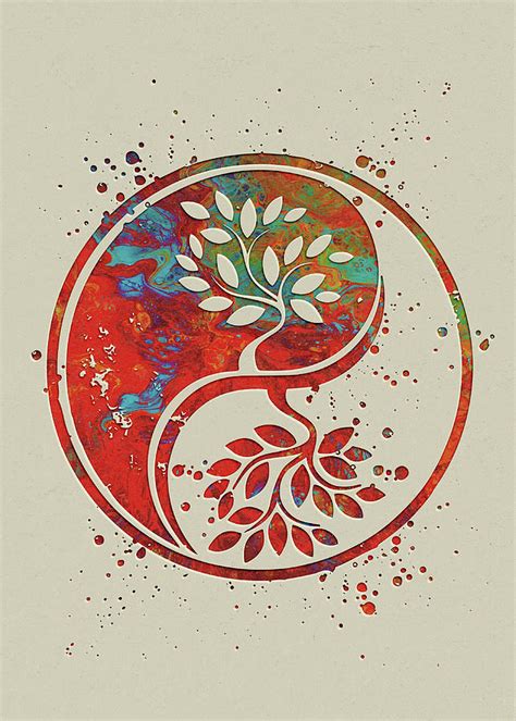 Watercolor Yin Yang Tree Of Life Watercolor Print Wall Art Wedding T