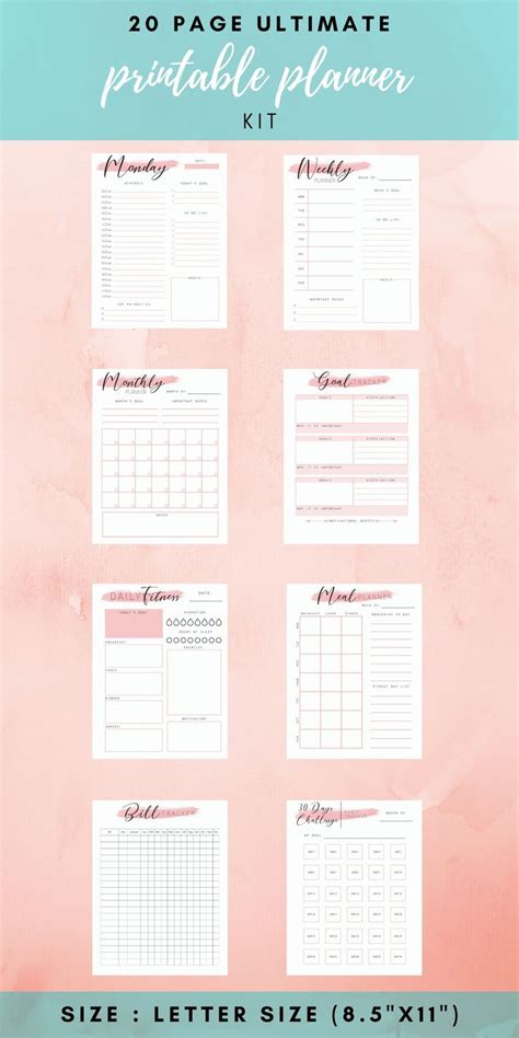 20 Pages Ultimate Planner Kit Printable Planner Kit 20 Page