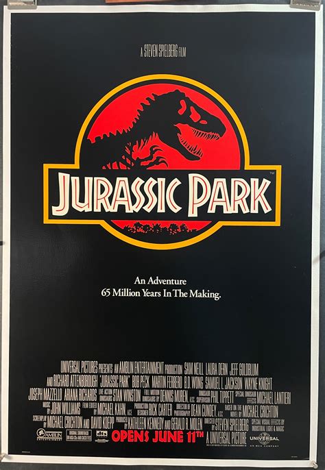 Jurassic Park Original Rolled Advance Movie Poster Original Vintage