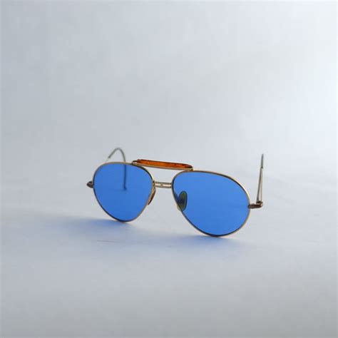 vintage blue aviator sunglasses tortoiseshell bridge etsy blue aviator sunglasses vintage