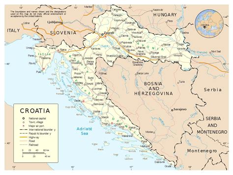 Croatia Cities Map Map Of Croatia With Cities Southern Europe Europe