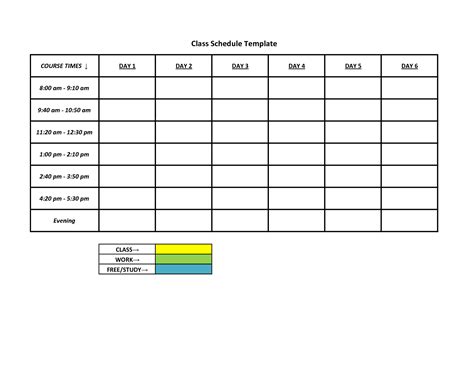6 Best Images Of Free Printable Class Schedule Template Free Sample