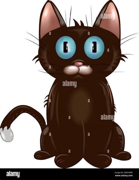 Cartoon Brown Cat With Big Blue Eyes Vector Stock Vector Image And Art