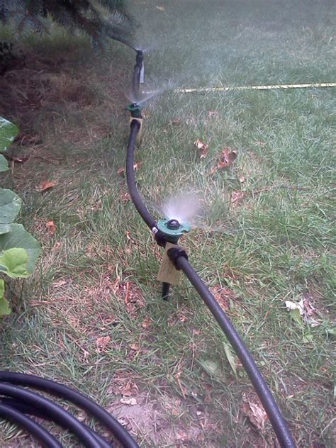 Drip irrigation (sometimes called trickle irrigation) works by applying water slowly, directly to the soil, bloop, bleep, bloop the second is that the water is only applied where it is needed, (at the plant's roots) rather than sprayed everywhere. Combining drip irrigation with small shrub/lawn sprinklers ...