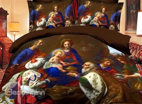 Baby Jesus With Mary Joseph And The Three Wise Men 4 Piece Polyester 3d