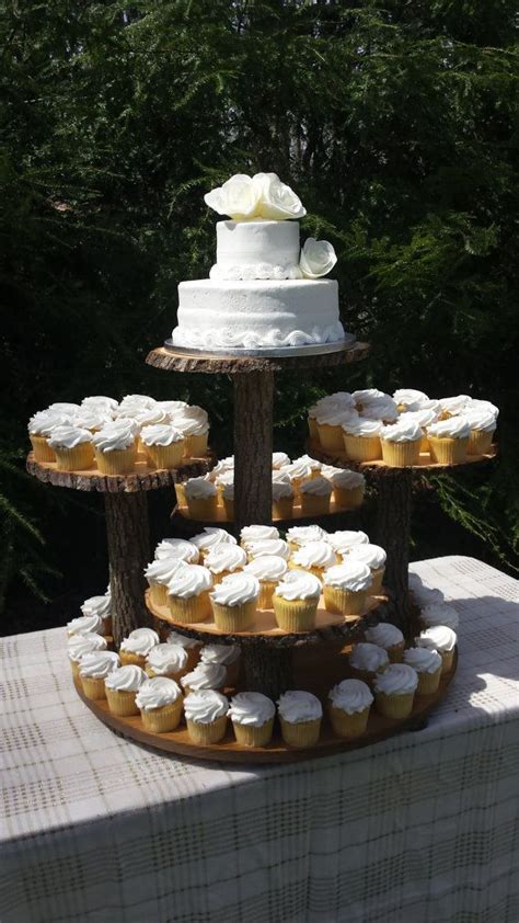 Not only are we drooling over the dripped chocolate finish, but the. Wedding Cake And Cupcake Stand | Rustic cake stands ...