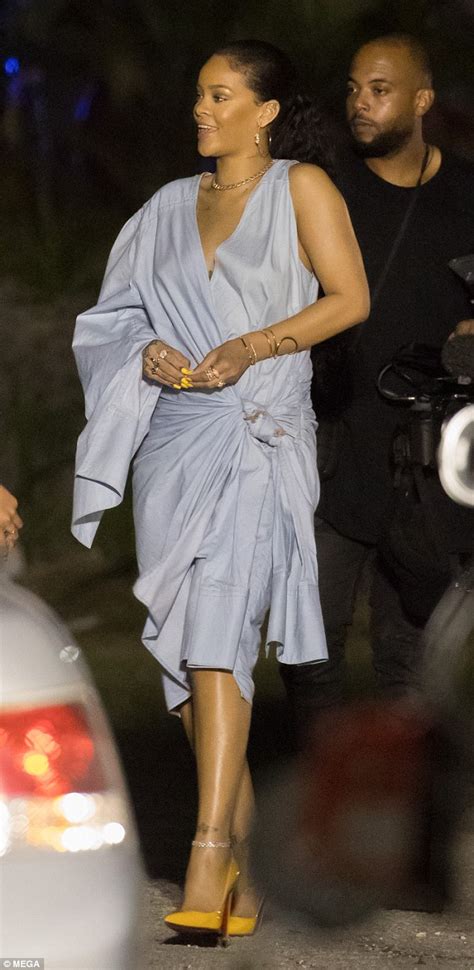 Rihanna Wears Pastel Frock After Spending Evening With Prince Harry In