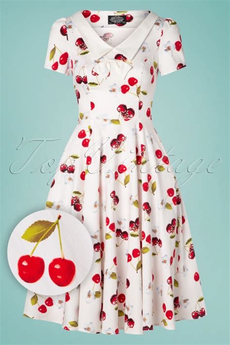 50s Cherry On Top Swing Dress In White
