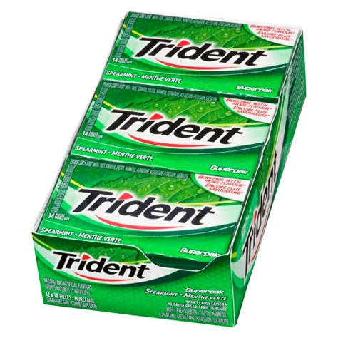 Trident Spearmint Sugar Free Gum 12ct X 14pcs Imported From Canada