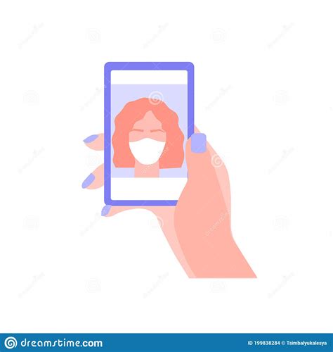 masked girl takes selfie the vector graphics stock vector illustration of cute girl 199838284
