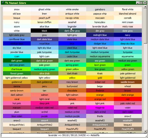 Paint Color Names List