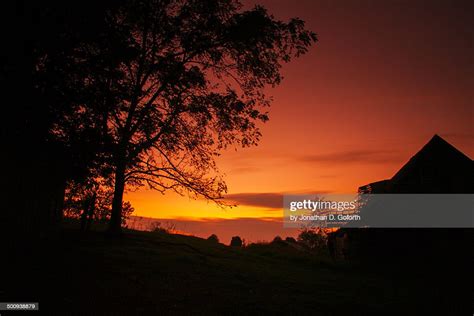 Rural Sunset On A Farm High Res Stock Photo Getty Images