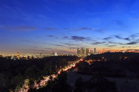 Beautiful Los Angeles Downtown Sunset View Stock Image Image Of Light