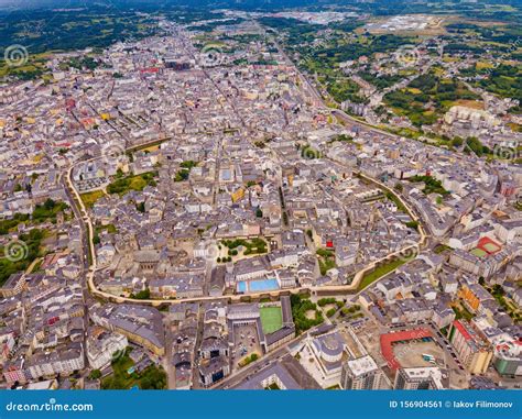 Aerial View On The City Lugo Galicia Stock Image Image Of June