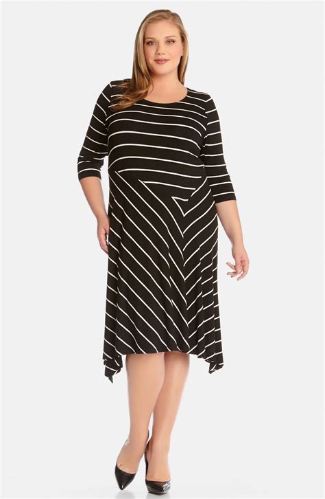 Karen Kane Stripe Asymmetrical Hem Dress Plus Size Nordstrom