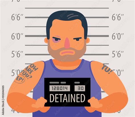 Detained Dangerous Criminal Prisoner Convicted Cartoon Vector