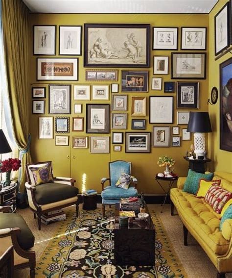 Mustard Walls Mustard Living Rooms Maximalist Decor Small Living