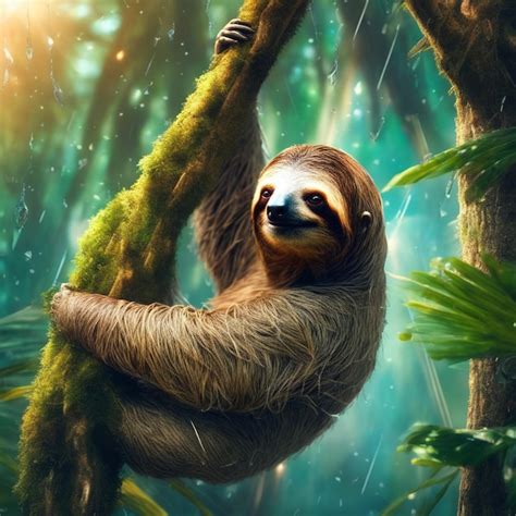 Premium Ai Image Sloth Animal Photo Very Realistic 4k Hanging From A
