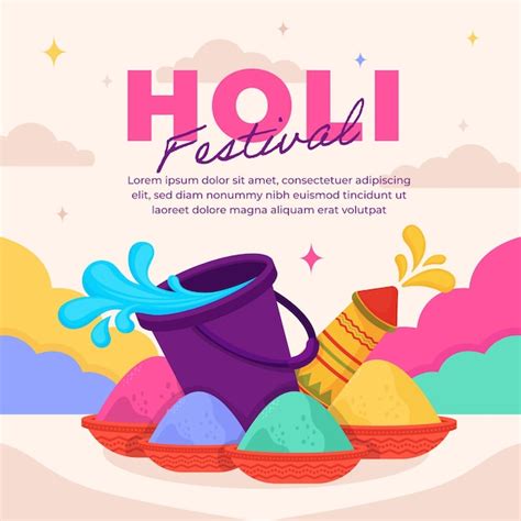 Premium Vector Flat Holi Festival Illustration Social Media Post