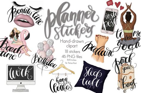 Planner Stickers Clipart Collection By Tanya Kart Thehungryjpeg