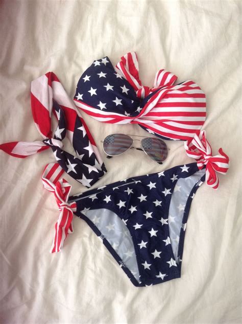 American Flag Bikini Cant Wait For The River American Flag Bikini 4th Of July Bikinis
