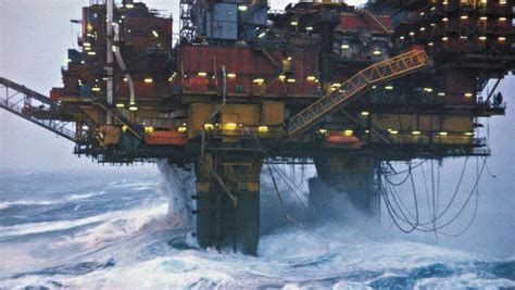 Big Wave Hits The Royal Dunbar In The North Sea Oil Platform Oil Rig