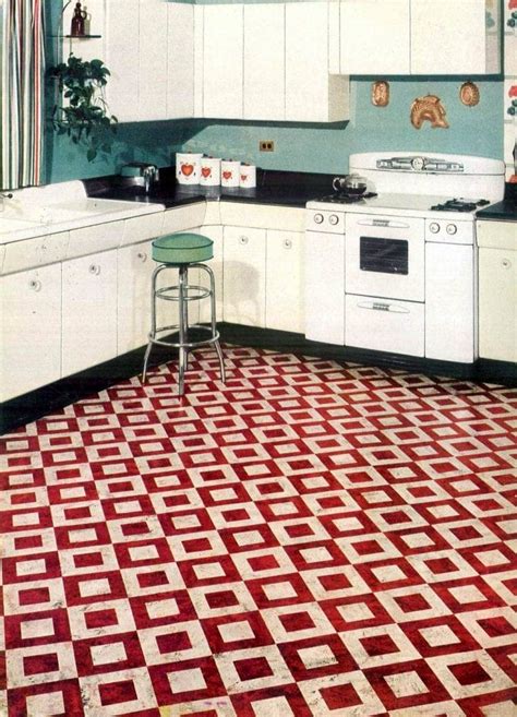 Vintage Home Style 1950s Vinyl Floor Tiles In Square Patterns Click
