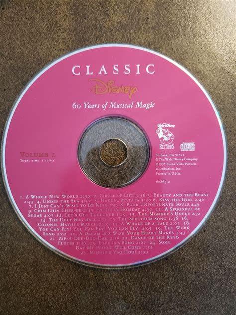 Classic Disney Songs Cd 60 Years Of Musical Magic Volume 1 Ebay