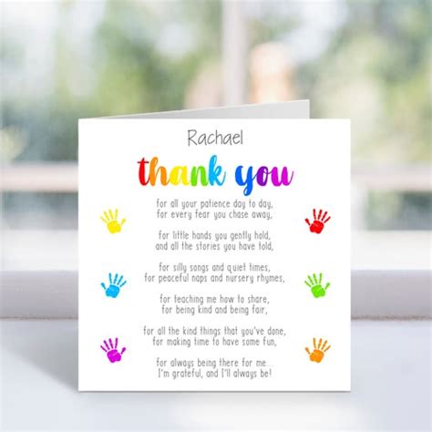 Personalised Thank You Card End Of Year Teacher Pre School Etsy Uk