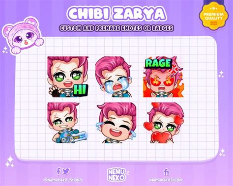 6x Chibi Zarya Overwatch Emotes Or Sub Emotes For Twitch Etsy
