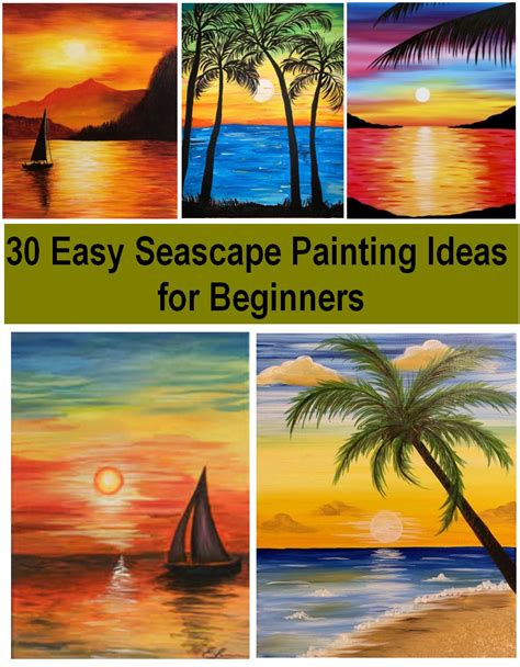 30 Easy Seascape Painting Ideas For Beginners Simple Landscape Painti