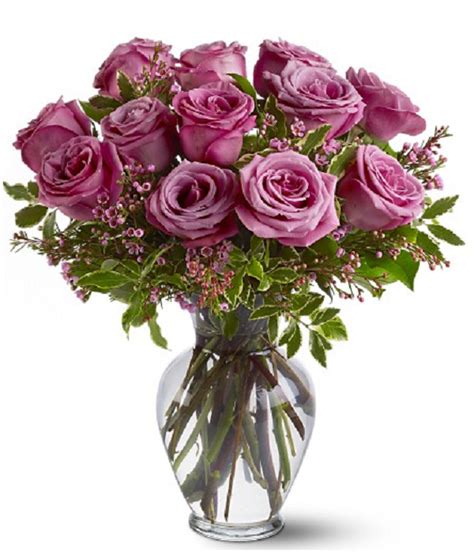 One Dozen Long Stem Lavender Roses Anniversary Flowers Buy Online