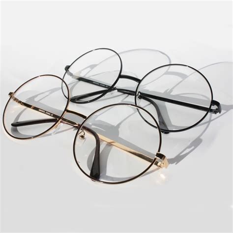 Vintage Retro Clear Lens Metal Oversized Circle Round Glasses Frames Black Gold Ebay Fashion