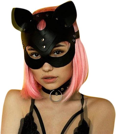 Bdsm Collar Leather Mask Bdsm Bdsm Mask Catwoman Mask Cat Mask Fetish Halloween Mask Black