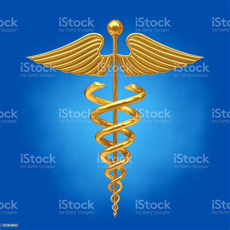 Gold Medical Caduceus Symbol 3d Rendering Stock Photo Download Image
