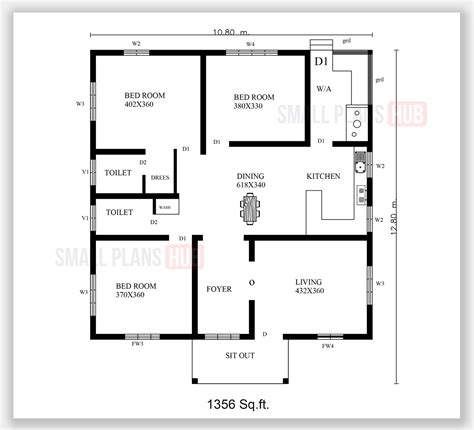 1300 Sqft 3 Bhk House Plan And Elevation For 270 Sqyard 56 Cents