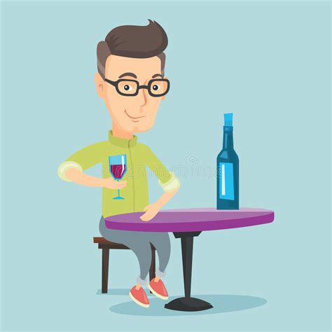 Man Drinking Wine At Restaurant Stock Vector Illustration Of