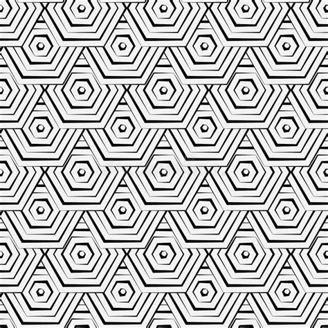Seamless Hexagon Monochrome Pattern Repeating Geometric Texture