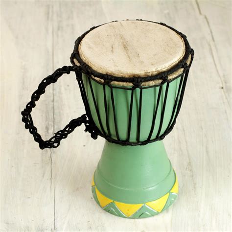 West African Hand Carved Wood Mini Djembe Goblet Drum Gathering Novica